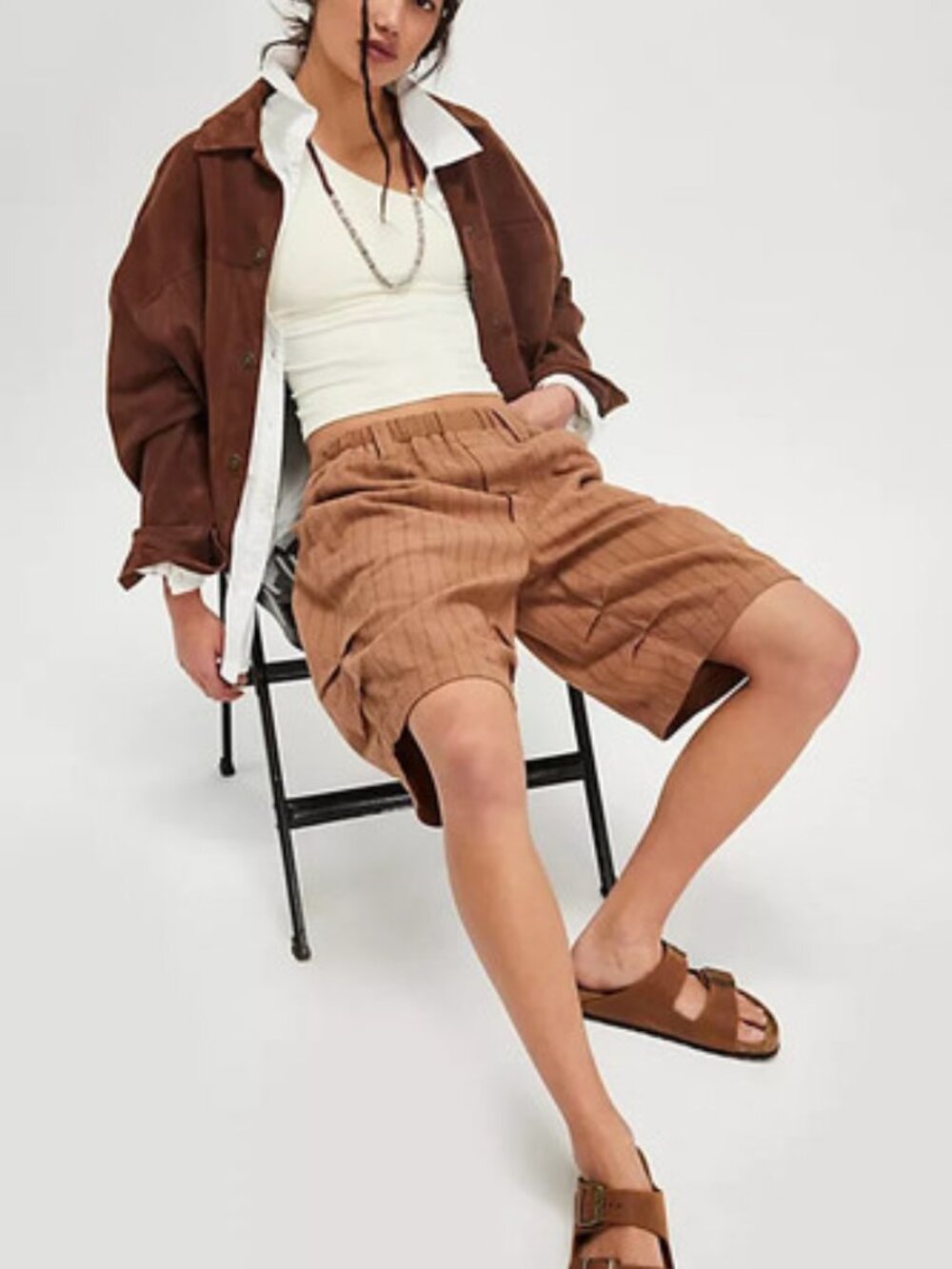 Free People Blakely Trouser Pinstripe shorts SZ Small